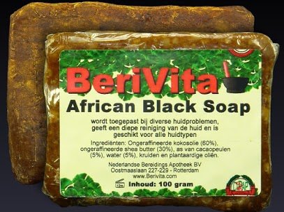 Zwarte zeep, African Black Soap, topkwaliteit, handgemaakt en vrij van kleur en geurstoffen, zeepbar 100 gram