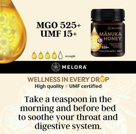 Manuka honing UMF 15+ MGO 525 pot 500 gram Wellness in every drop